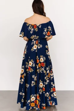 Baltic Born Marley Off Shoulder Maxi Dress | Navy Floral