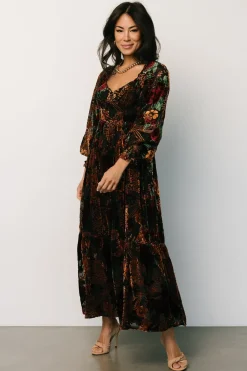 Baltic Born Marlow Velvet Embossed Dress | Black Multi