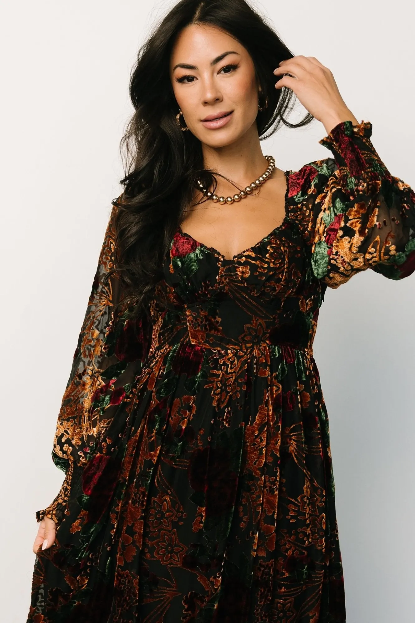Baltic Born Marlow Velvet Embossed Dress | Black Multi