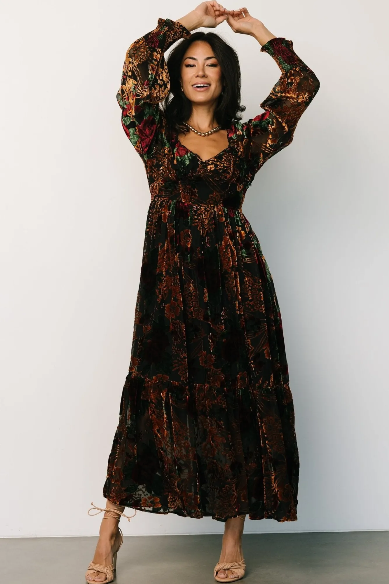 Baltic Born Marlow Velvet Embossed Dress | Black Multi