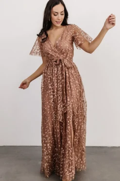 Baltic Born Marseille Embossed Maxi Dress | Nude Rose