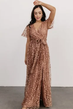 Baltic Born Marseille Embossed Maxi Dress | Nude Rose