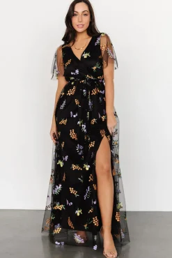 Baltic Born Marseille Embossed Maxi Dress | Midnight Meadow