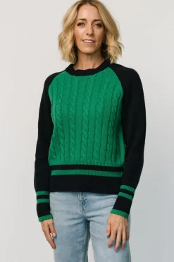 Baltic Born Marsha Cable Knit Sweater | Green + Navy