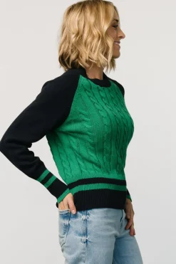 Baltic Born Marsha Cable Knit Sweater | Green + Navy