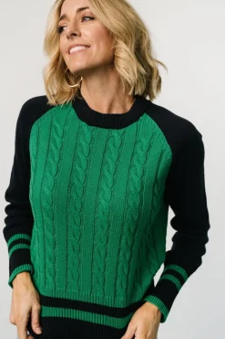 Baltic Born Marsha Cable Knit Sweater | Green + Navy