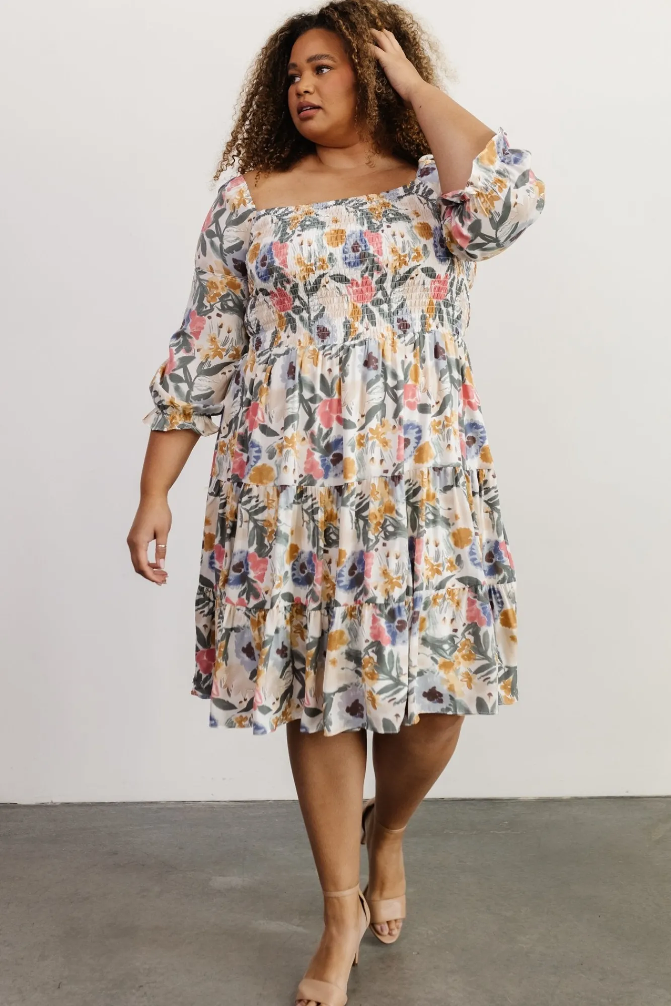 Baltic Born Marta Smocked Midi Dress | Multi Floral