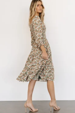Baltic Born Marta Smocked Midi Dress | Dusty Olive Floral