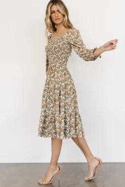 Baltic Born Marta Smocked Midi Dress | Dusty Olive Floral