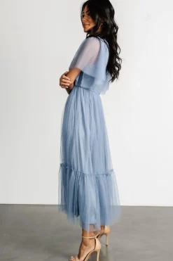 Baltic Born Martha Smocked Tulle Dress | Dusty Blue