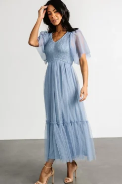 Baltic Born Martha Smocked Tulle Dress | Dusty Blue
