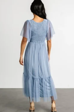 Baltic Born Martha Smocked Tulle Dress | Dusty Blue