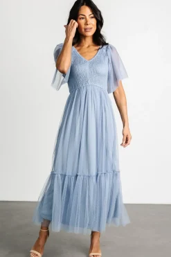 Baltic Born Martha Smocked Tulle Dress | Dusty Blue