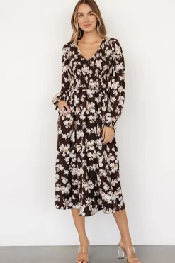 Baltic Born Matilda Smocked Midi Dress | Brown Floral