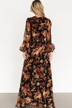 Baltic Born Maura Wrap Maxi Dress | Black Print