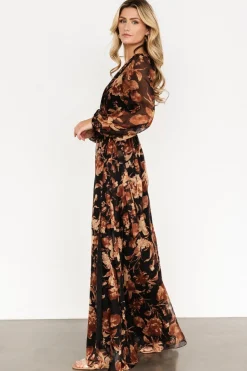 Baltic Born Maura Wrap Maxi Dress | Black Print
