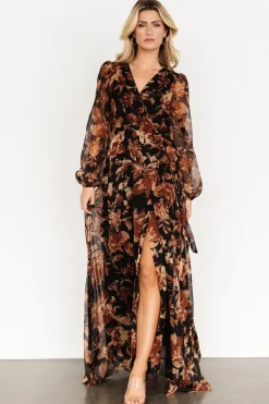 Baltic Born Maura Wrap Maxi Dress | Black Print