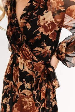 Baltic Born Maura Wrap Maxi Dress | Black Print