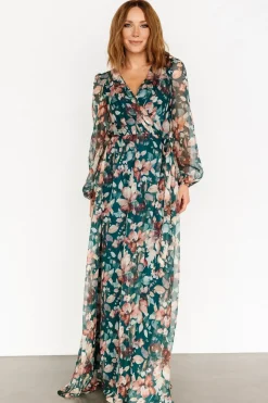 Baltic Born Maura Wrap Maxi Dress | Emerald Floral