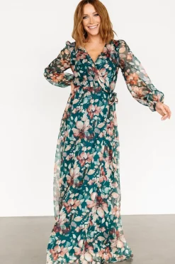 Baltic Born Maura Wrap Maxi Dress | Emerald Floral