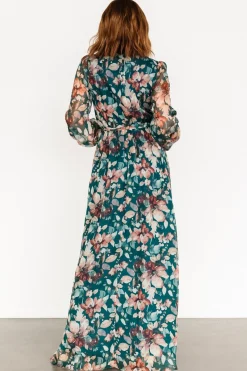 Baltic Born Maura Wrap Maxi Dress | Emerald Floral