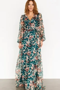 Baltic Born Maura Wrap Maxi Dress | Emerald Floral