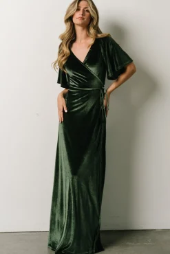 Baltic Born Meghan Velvet Wrap Maxi Dress | Deep Green