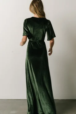Baltic Born Meghan Velvet Wrap Maxi Dress | Deep Green