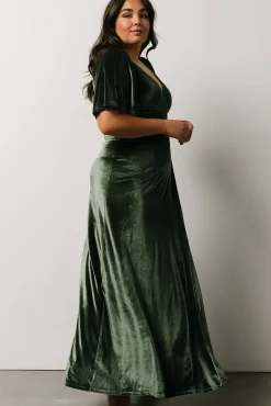 Baltic Born Meghan Velvet Wrap Maxi Dress | Deep Green