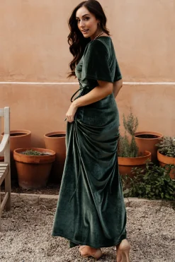 Baltic Born Meghan Velvet Wrap Maxi Dress | Deep Green