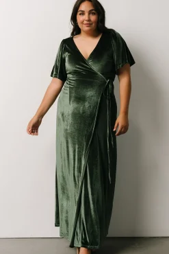 Baltic Born Meghan Velvet Wrap Maxi Dress | Deep Green