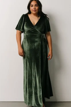 Baltic Born Meghan Velvet Wrap Maxi Dress | Deep Green