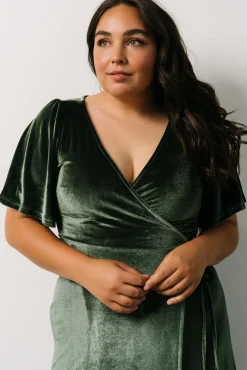 Baltic Born Meghan Velvet Wrap Maxi Dress | Deep Green
