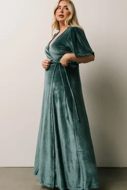 Baltic Born Meghan Velvet Wrap Maxi Dress | Persian Blue