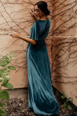 Baltic Born Meghan Velvet Wrap Maxi Dress | Persian Blue