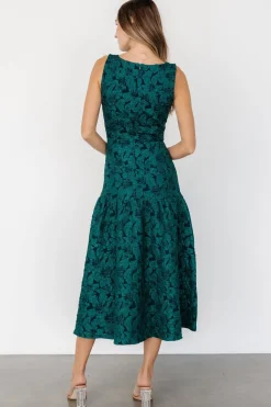 Baltic Born Merial Embossed Dress | Dark Green