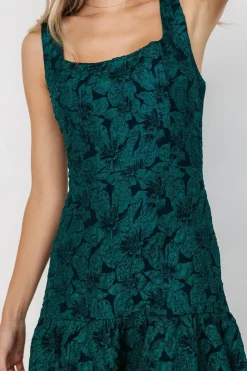 Baltic Born Merial Embossed Dress | Dark Green