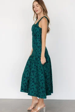 Baltic Born Merial Embossed Dress | Dark Green