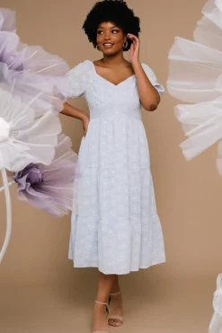 Baltic Born Mildred Embroidered Midi Dress | Light Blue