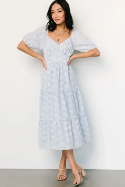 Baltic Born Mildred Embroidered Midi Dress | Light Blue