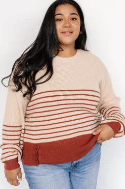 Baltic Born Miles Striped Sweater | Taupe + Marsala