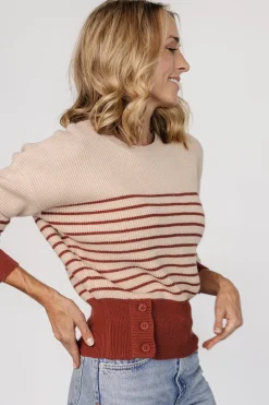 Baltic Born Miles Striped Sweater | Taupe + Marsala