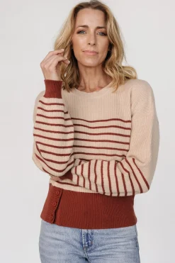Baltic Born Miles Striped Sweater | Taupe + Marsala