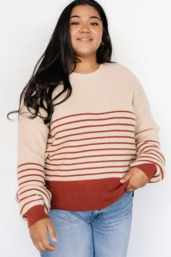 Baltic Born Miles Striped Sweater | Taupe + Marsala