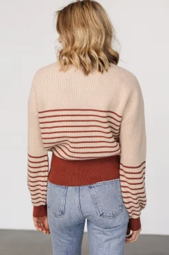 Baltic Born Miles Striped Sweater | Taupe + Marsala