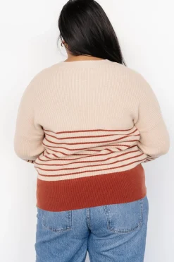 Baltic Born Miles Striped Sweater | Taupe + Marsala