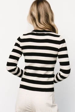 Baltic Born Milwaukee Striped Sweater | Black + Ivory