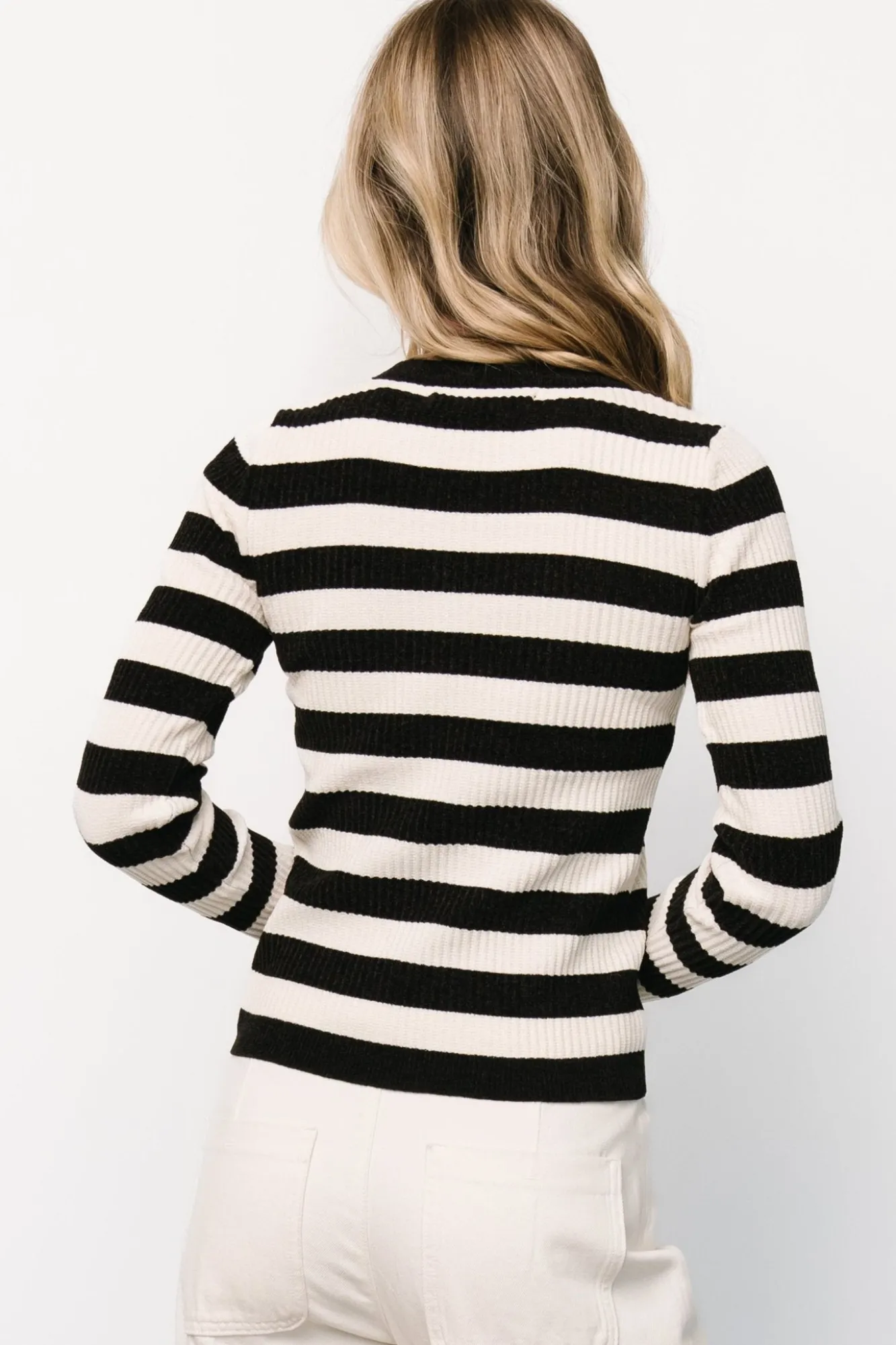 Baltic Born Milwaukee Striped Sweater | Black + Ivory