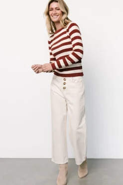 Baltic Born Milwaukee Striped Sweater | Burgundy + Ivory