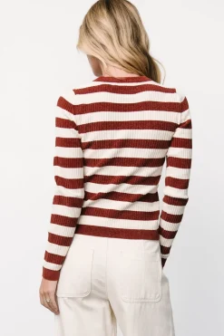 Baltic Born Milwaukee Striped Sweater | Burgundy + Ivory